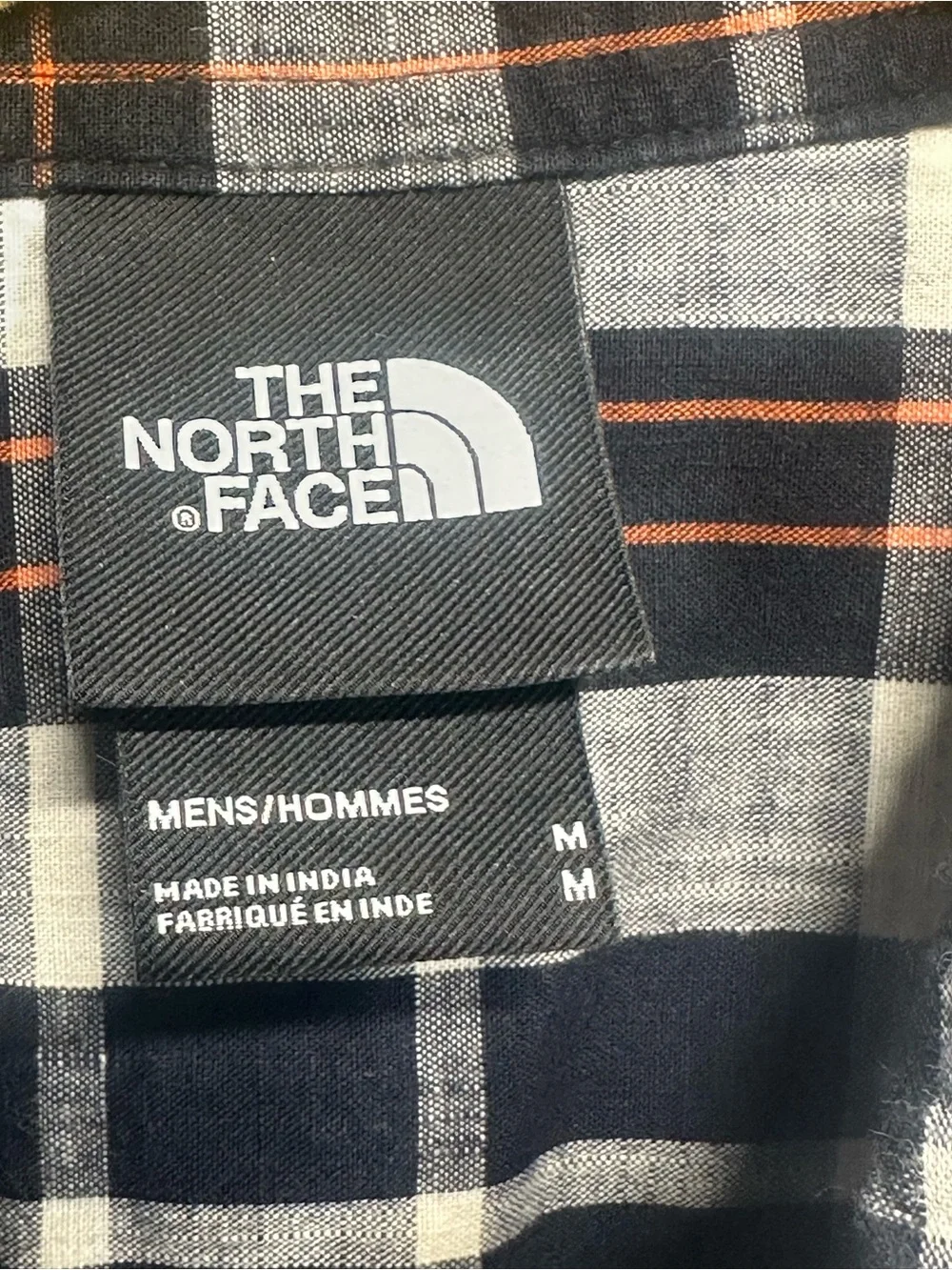 The North Face Men's Navy, White & Brown Plaid Short-Sleeve Button-Down Shirt